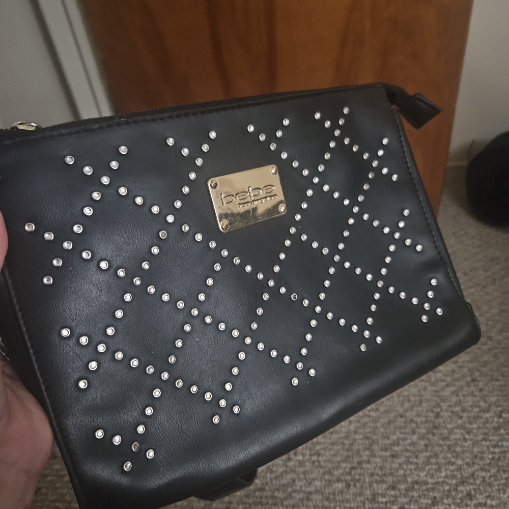 Bebe Black Studded Clutch